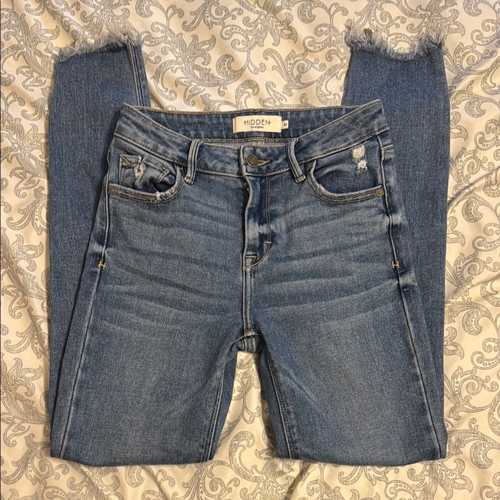 HIDDEN Blue Ankle Cropped Jeans